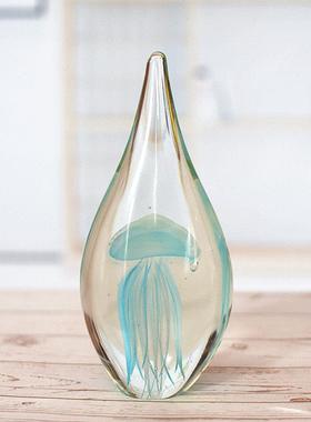 创意生日礼物品送闺蜜男女生玻璃发光水母水晶球夜光灯琉璃小摆件