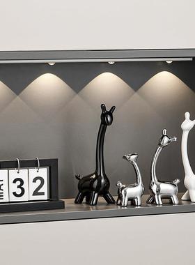 玄关轻奢高档一家四口小鹿家居装饰品摆件客厅电视柜酒柜套装组合