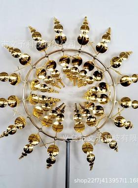 跨境新款金属铁艺旋转风车户外花园创意工艺品3D风车装饰铁艺插件