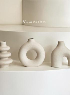 Homeside侘寂花瓶摆件套装ins素烧陶瓷小花瓶家居装饰品三件套