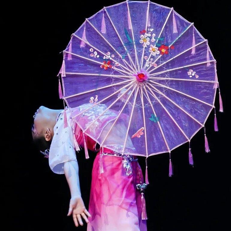 踏浪舞蹈道具伞傣族舞儿童古典舞蹈专用伞古风透明娟纱伞表演出伞 - 图1
