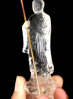 天然白水晶雕刻地藏王菩萨居家摆件供奉 支持任何机构检测出证书