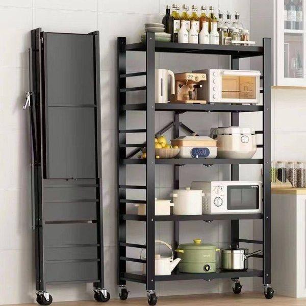 免安装厨房置物架落地多层微波炉烤箱阳台家用可折叠置物架收纳架,淘宝优惠券,粉丝福利购,淘宝优惠卷