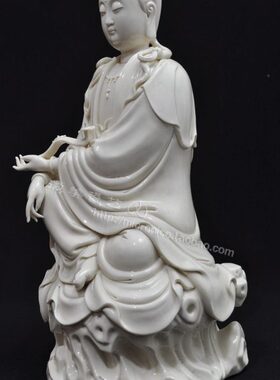 观音陶瓷收藏品仿古瓷器 坐岩工艺品家居15摆设艺术品摆件 吋仿古