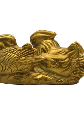 纯黄铜鸳鸯一对家居摆件