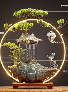 高山流水摆件循环水办公室桌面客厅招财装饰公司开业乔迁新居礼品