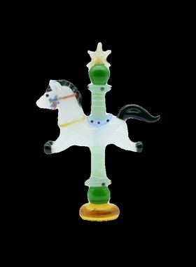 博山琉璃灯工旋转木马摆件纯手工马到成功家居桌面装饰品生日礼物