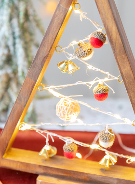 阿楹 北欧风桌面发光木质树形室内氛围感装饰品diy创意艺术柜摆件