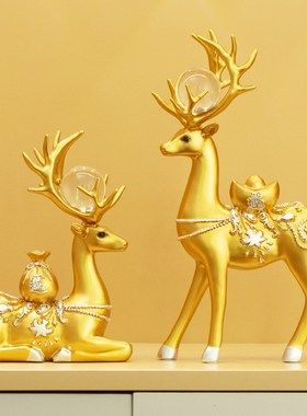 招财葫芦福鹿摆件轻m奢酒柜家居饰品客厅桌面玄关装饰乔迁新居礼