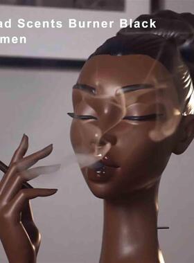 跨境Head Incense Burner Black Woman树脂黑人女性头部香炉摆件
