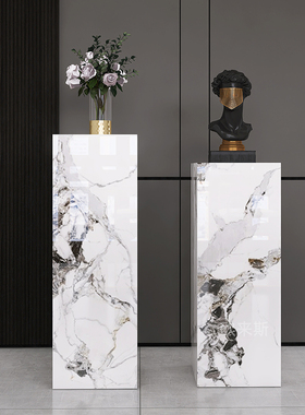 进门玄关装饰沙发旁落地艺术摆件底座客厅L工艺品轻奢置物架新房