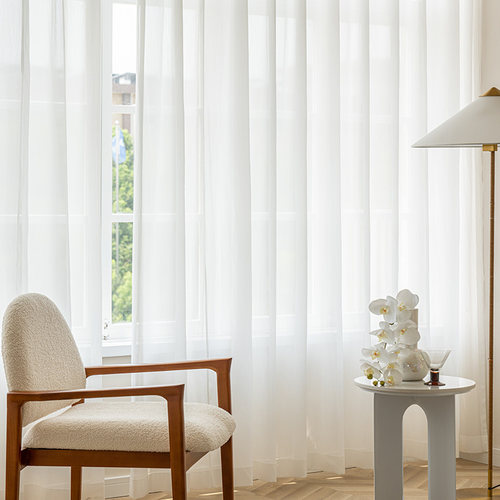 素阁2022年新款金刚纱压皱纱帘透光不透人阳台卧室客厅飘窗 窗帘 - 图1