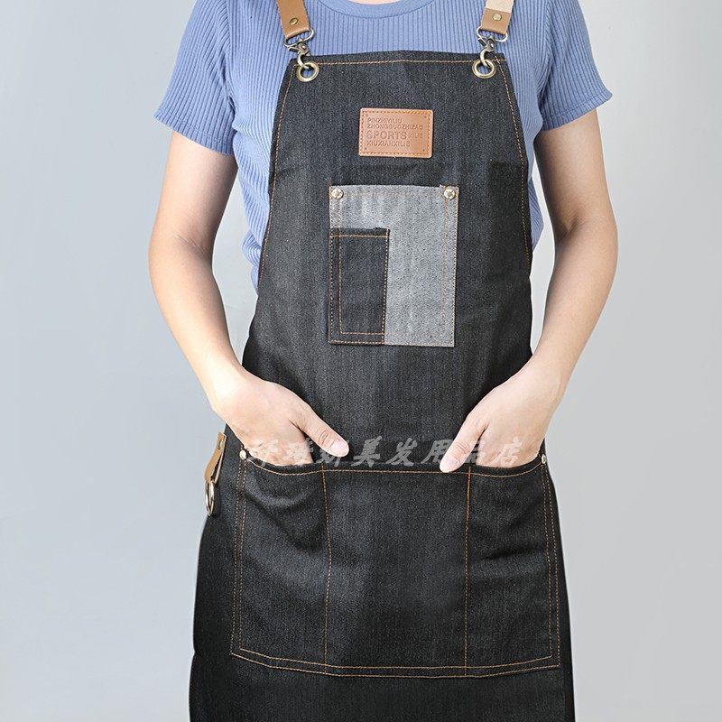 美发理发工作技师服防污单面牛仔围裙焗油围布大/中工服染发衣,淘宝优惠券,粉丝福利购,淘宝优惠卷