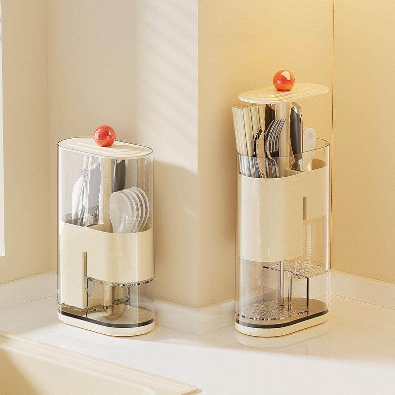 筷子笼带盖子台面置物架筷篓筒家用高档餐具勺子收纳盒厨房家用沥,淘宝优惠券,粉丝福利购,淘宝优惠卷