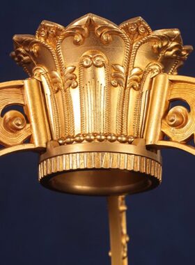 学院款长柄手摇转轮底座纯铜手摇转筒莲花三脚架三足底座三角支架