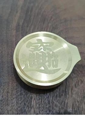 黄铜石磨茶宠仿古代小磨盘转转老物件纯铜碾子全铜工艺品摆件把玩