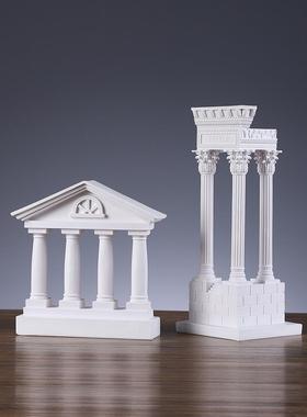 高级感欧式罗马柱建筑摆件树脂希腊神庙装饰品桌面工艺品拍摄道具