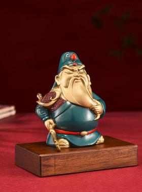 铜掌柜关公摆件黄铜关羽武财神可爱客厅办公室桌面车载装饰小摆件