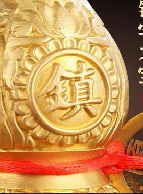 镇宅拉丝黄铜葫芦摆件纯铜空心不开口铜葫芦闭口八卦一体葫芦挂饰