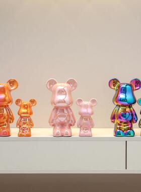 暴力熊摆件客厅轻奢家居电视柜卡通爱心熊小公仔儿童房桌面装饰品