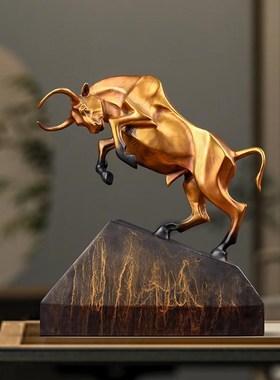 大铜世界招财铜牛工艺品客厅玄关办公室领导桌面高档饰品开业摆件