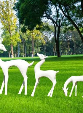 户外几何抽象玻璃钢鹿梅花鹿雕塑公园景小区草坪动物园林景观摆件