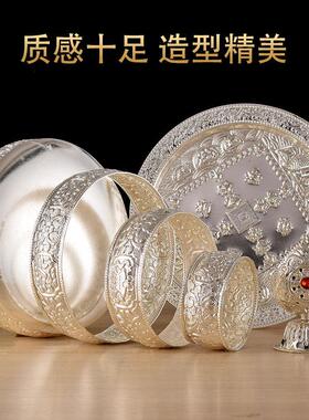 曼茶罗藏传佛具用品曼达盘密宗供奉摆件合金八吉祥修盘大小曼扎盘