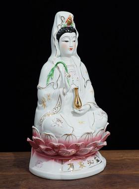 陶瓷观音观音菩萨坐莲观音车载观音家用供奉观音佛像观世音摆件