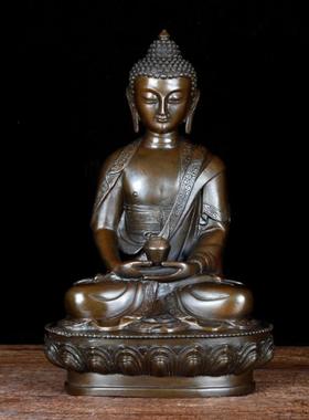 铜艺铺纯铜佛像摆件铜三宝佛释迦摩尼阿弥陀佛药师佛尼泊尔三世佛