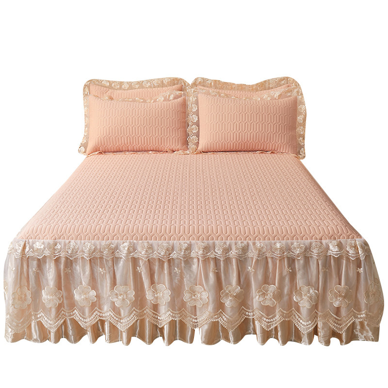 2022新款公主风夏季床裙款乳胶凉席可水洗冰丝软席三件套夏天席子,淘宝优惠券,粉丝福利购,淘宝优惠卷