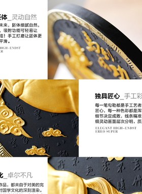 中式古典家居饰品摆件书房办公室桌面摆件商务开业送礼品马到成功