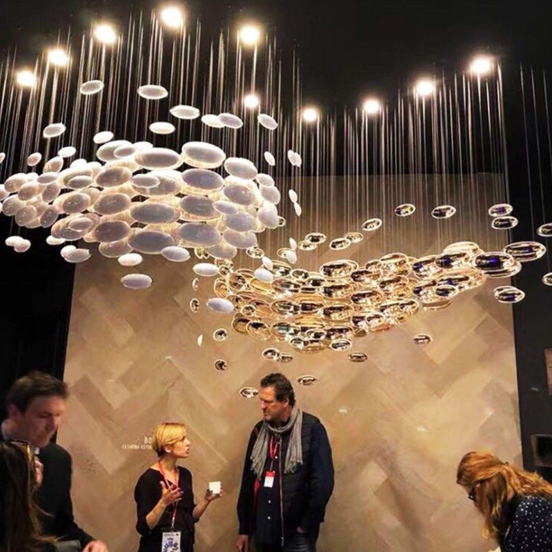 来图定制酒店会所大堂椭圆形玻璃艺术灯具非标工程售楼处沙盘吊灯,淘宝优惠券,粉丝福利购,淘宝优惠卷