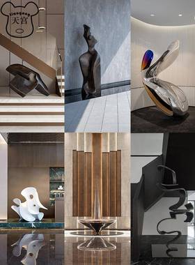 现代不锈钢室内雕塑定制酒店大堂别墅庭院抽象金属艺术装饰摆件