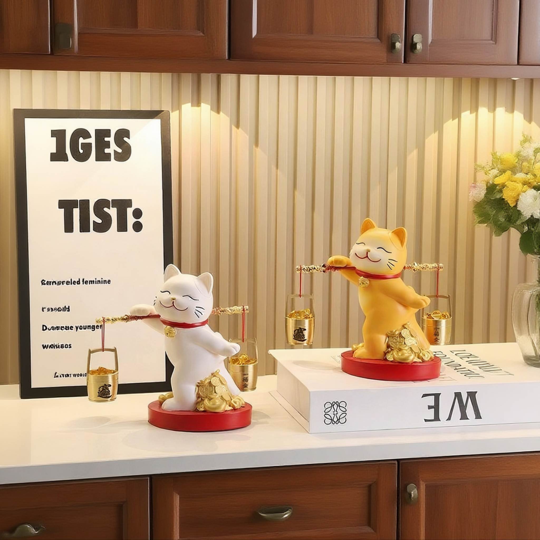 一桶金招财猫摆件乔迁开业礼物新中式客厅电视柜公司收银台装饰品 - 图3