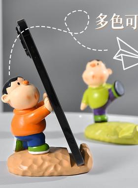 胖虎手机支架可爱桌面小摆件装饰办公室工位情绪稳定神器创意礼物