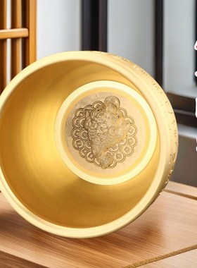 纯铜百福缸聚宝盆摆件黄铜u米缸全铜存钱罐客厅家居店铺装饰普陀