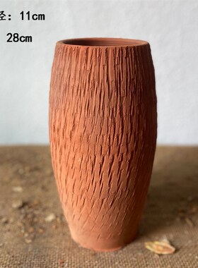 土陶粗陶插瓶陶罐透气复古大号红陶高桩盆泥瓦盆