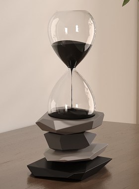 时来运转石头沙漏摆件高级感客厅电视酒柜M玄关家居装饰品乔迁礼