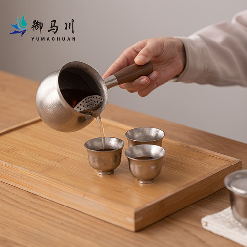 纯钛公道杯侧把煮茶罐罐壶电陶炉家用公杯可明火直烧复古烤茶 - 图0