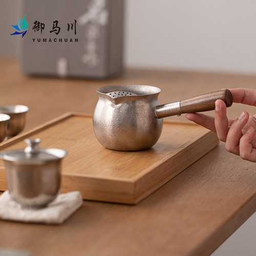 纯钛公道杯侧把煮茶罐罐壶电陶炉家用公杯可明火直烧复古烤茶 - 图1