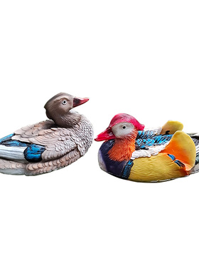 创意浮水鸳鸯花园庭院院子池塘假山鱼缸鱼池装饰水景摆件景观装饰