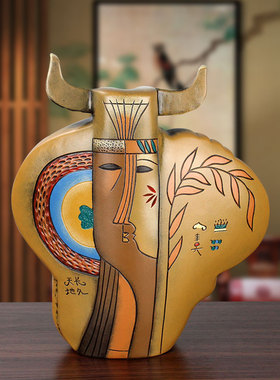 吉牛陶瓷摆件家居装饰品摆件创意客厅玄关博古架摆设祝福平安富贵