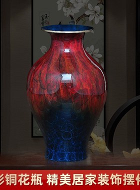彩铜冬瓜花瓶摆件奢华家居摆设客厅花瓶插花别墅软装新房书房装饰