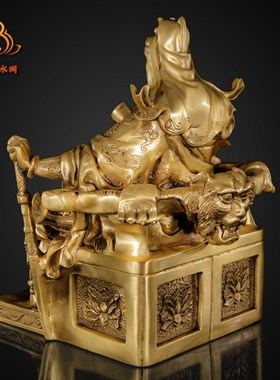 纯铜武财神看书关公文关公招财摆件财神爷铜像办公室开业工艺礼品