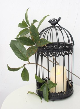 白色装饰鸟笼铁件烛台复古套三可爱家居饰品装饰摆件可挂多肉花盆