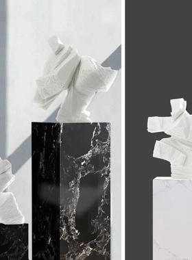 客厅装饰摆设抽象人物落地雕塑诡异摆件轻奢风高档摆台大理石底座