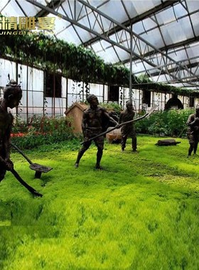 民俗小品磨豆腐铸铜雕塑户外园林玻璃钢人物制作雕像广场大型铜雕