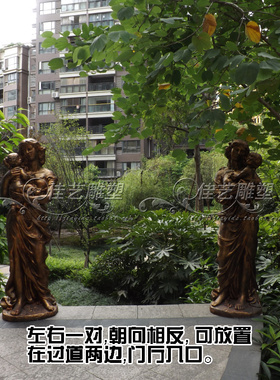 欧式玻璃纤维人物雕塑艺术品客厅户外落地摆设可定制作抱小孩仕女