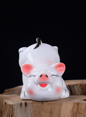 可爱彩色陶瓷猪摆件 结婚礼物婚庆乔迁礼品家居饰品 办公桌装饰品