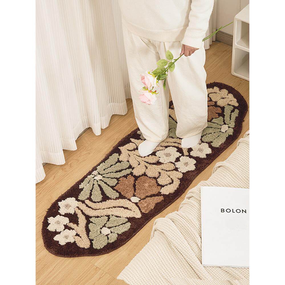 Retro high-end bedroom bedside blanket girl's room medieval layout carpet long thickened foot pad plush